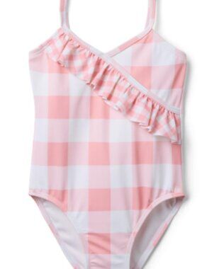 Janie and Jack | Recycled Gingham Ruffle Swimsuit | size 6